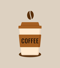 Disposable coffee cup icon. Coffe paper cup icon. Drink vector illustration design