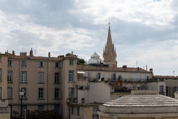 Fototapeta na wymiar Walking in old central part of Montpellier city, France