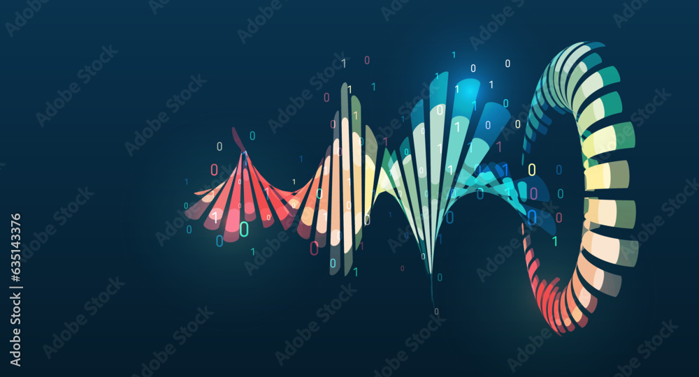 Poster Structuring the flow of information. Data analytics concept. Sorting a large amount of data on a dark background. Big data visualization. Futuristic network or business analytics.