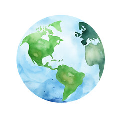 Planet Earth in Watercolor Celebrating Earth Day and Nature Conservation