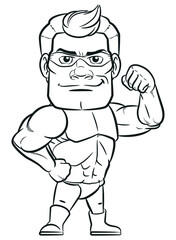 Sketch Strong Superhero Flexing Muscular Arm