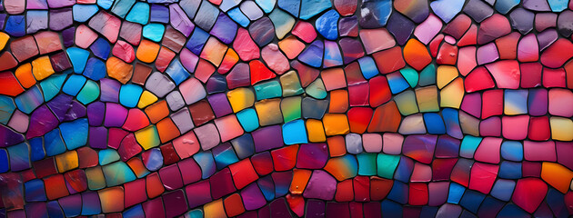 Abstract Geometric Mosaic of Square Background Pattern with a Colorful and Modern Design