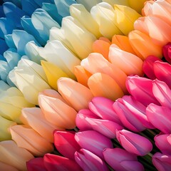 vibrant colourful abstract pattern, tulip flowers creative background, generative ai