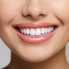 AI genrated Female closeup of smile with white healthy teeth
