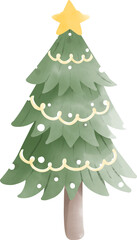 Christmas tree watercolour element