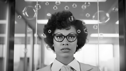 Frau in den 60s im Office