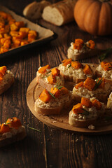 Seasonal bruschetta sandwiches with pumpkin