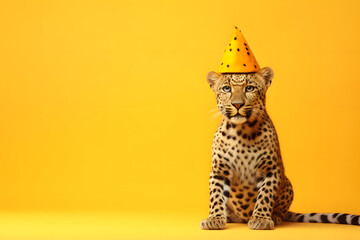 birthday leopard, birthday cake and ornaments