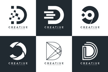 Set of letter D logo with modern creative, icon, concept, Vector