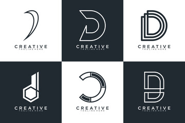 Set of letter D logo with modern creative, icon, concept, Vector