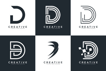 Set of letter D logo with modern creative, icon, concept, Vector