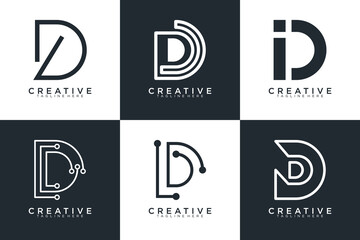 Set of letter D logo with modern creative, icon, concept, Vector
