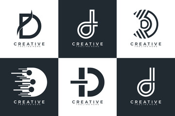 Set of letter D logo with modern creative, icon, concept, Vector