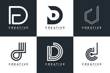 Set of letter D logo with modern creative, icon, concept, Vector