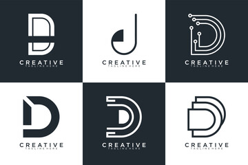 Set of letter D logo with modern creative, icon, concept, Vector