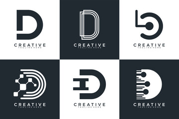 Set of letter D logo with modern creative, icon, concept, Vector