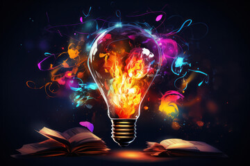 Magic light bulb with fire inside