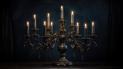 Antique candelabra with flickering candles