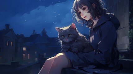 Anime sexy girl and cat illustration.Phone Wallpaper.Character Design Concept Art Book Illustration Video Game Digital Painting. CG Artwork Background. Generative AI
- 635160129