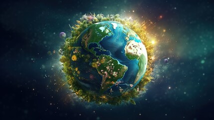 Green earth and ecology background and space - obrazy, fototapety, plakaty