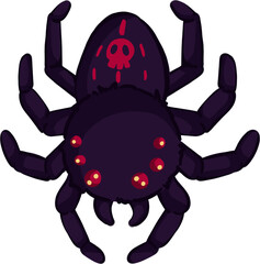 spooky spider with red skull, scary spider monster
