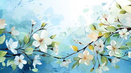 Spring flowers in watercolor vector background background of leaves in watercolor style vector illustration