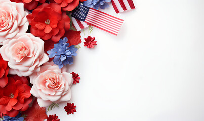 Obraz premium Renewing Patriotism Flower-Adorned American Flags on Cape May's Fourth of July Celebration