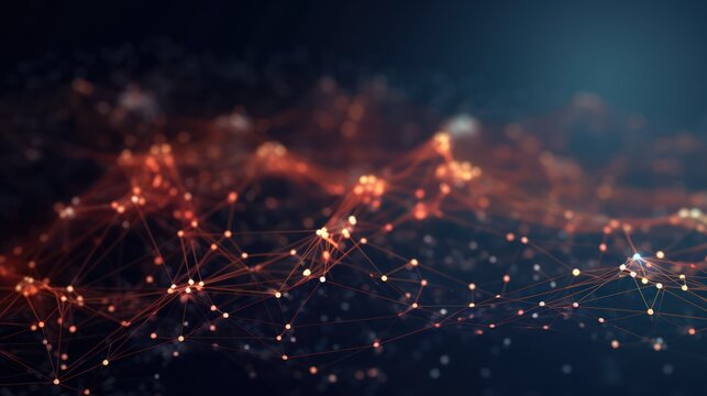 Network of connected nodes in dark background