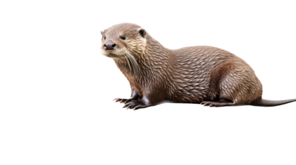 a River Otter, full body, side 3/4 view, in a PNG, in a Nature-themed, isolated, and transparent photorealistic illustration. Generative ai