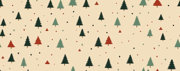 a horizontal layout of Christmas trees in a staggered throughout with texture on a beige background with space for copy for mock-ups in a Commercial-themed JPG format. Generative AI