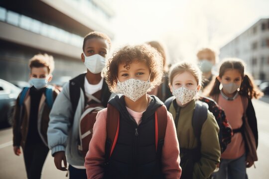 Students wearing face masks during the epidemic of the virus