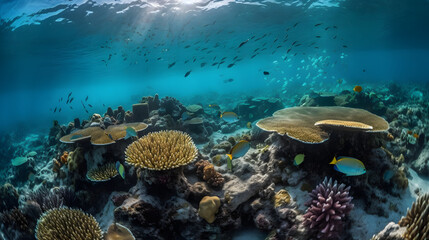 Fototapeta na wymiar sea underwater coral fish reef water ocean