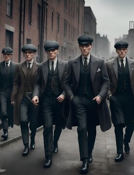 "Defiance and Brotherhood: AI-Crafted Peaky Blinders Image Unveils Enigmatic Universe"