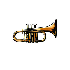 Naklejka premium Trumpet illustration art with transparent background generative AI.