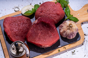 Raw beef steak cooking background