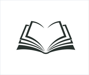 creative black open book logo vector design illustration