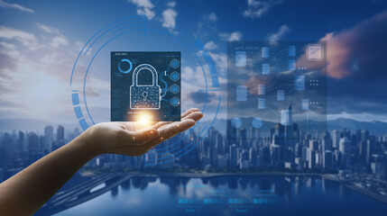 Future of connected data, a global touchscreen chart illustrating innovative marketing strategies. This modern illustration merges technology and finance, portraying a smart business world 