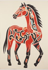 Magic horse Inuit art illustration made with Generative AI 