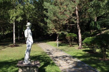 statue, park, nature, woman, sculpture, tree, path, forest, walk, garden, outdoors, summer, monument, grass, stone, landscape, ukraine