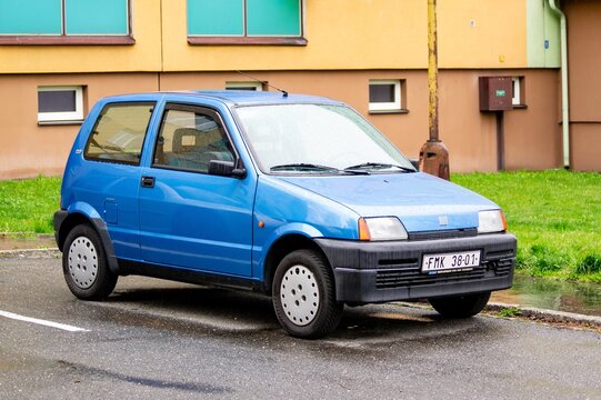 Tiny Italian Fiat Cinquecento car (Type 170) in blue colour