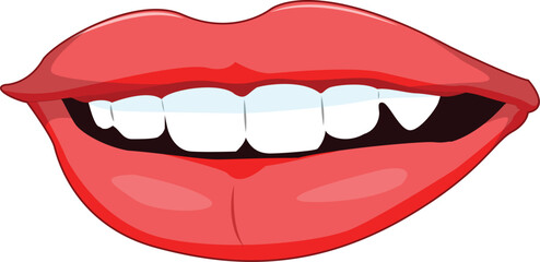 Free realistic vector woman red smile lips expressing