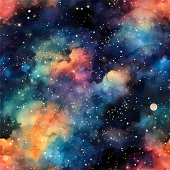 Abstract space background with nebulae, stars, and galaxies in outer space AI Generative