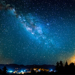 Starry night sky universe background