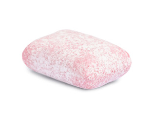 One tasty pink bubble gum isolated on white