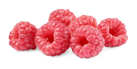 Heap of tasty ripe raspberries isolated on white