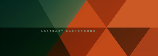 Green and orange modern abstract wide banner with triangle shapes. Orange and green geometric abstract background. Vector illustration