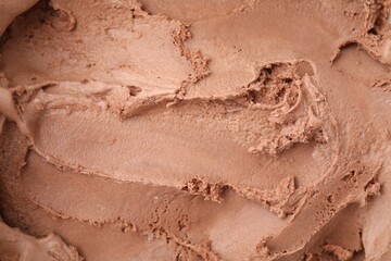 Tasty chocolate ice cream as background, closeup