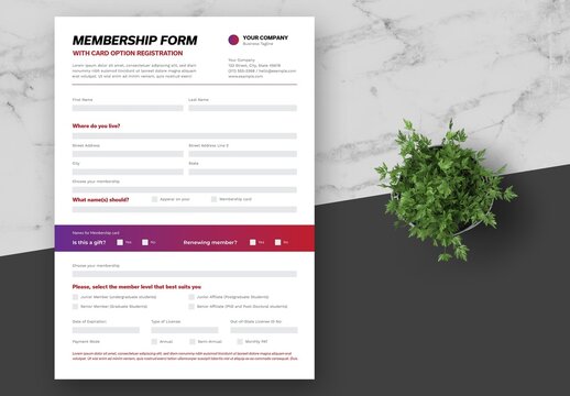 Red Purple Membership Form