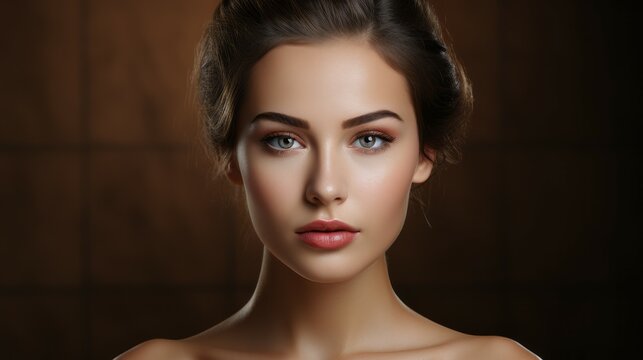Perfect skin on female subject, studio photography