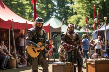 Medieval Merriment: Hyper-Realistic Image of Bustling Renaissance Fair, Jousting Knights, Entertaining Jesters, Artisan Crafts, Castle Grandeur
